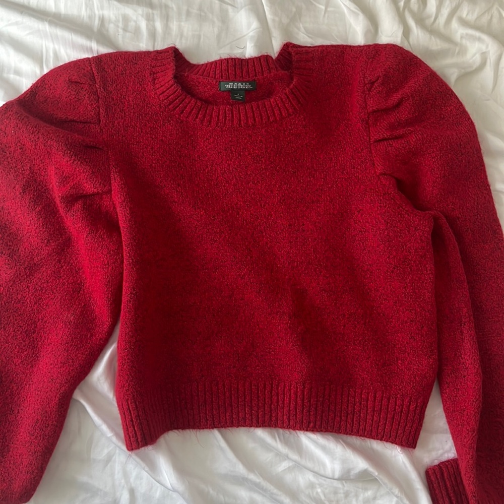 Wild fable cropped raspberry colored sweater. Puff sleeves size small